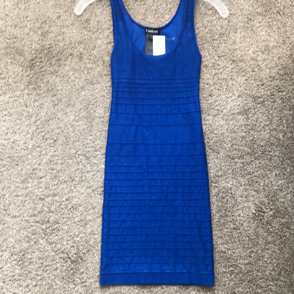 Bebe bodycon blue stretchy dress S